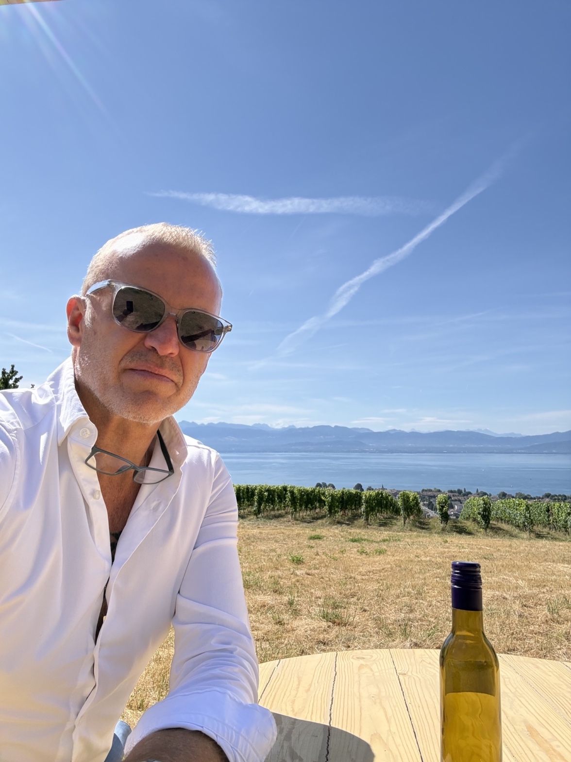 Jean-Luc Kursner in the vineyards above Lake Geneva